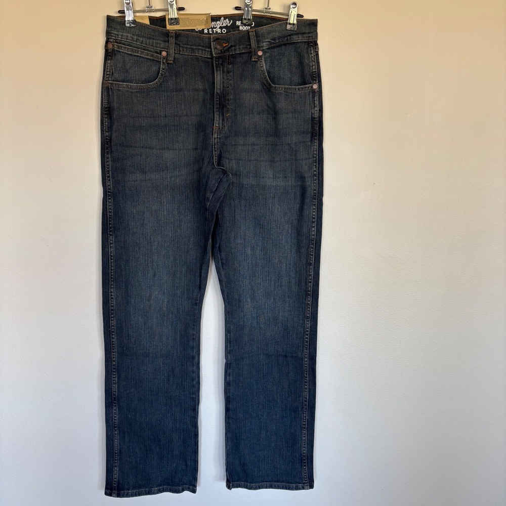 Wrangler Retro Relaxed Bootcut Jeans Mens 34x34 Dark Wash Denim 10WRT20FL